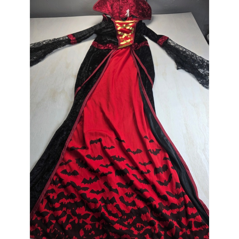 Spooktacular Creations Kids Vampire Costume Dress Red Black Gothic Bat M